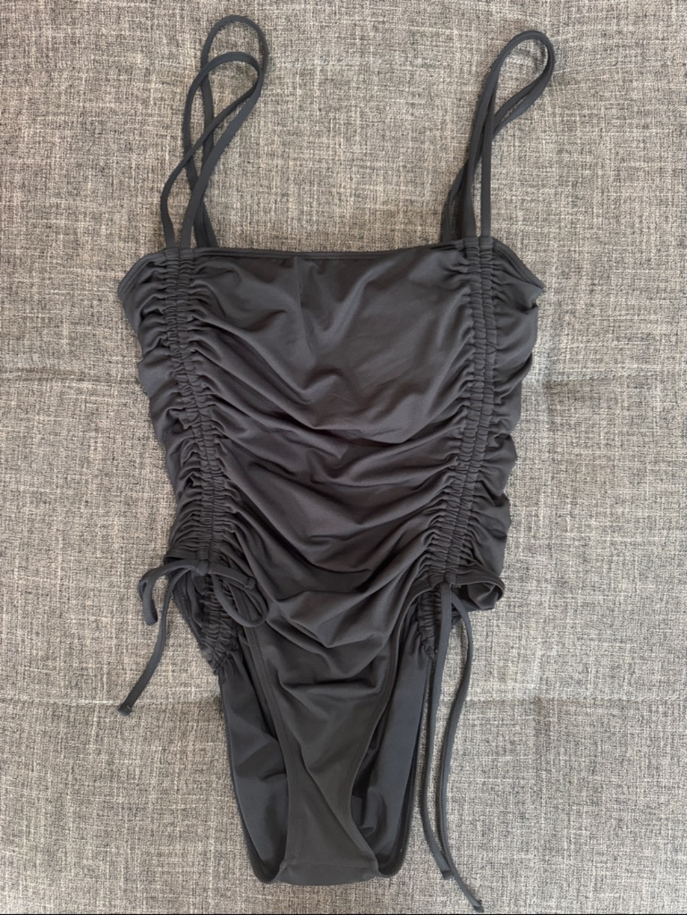 Carve Designs Jessa One Piece Swimsuit Black Ruched Side Cinch UPF 50 Medium